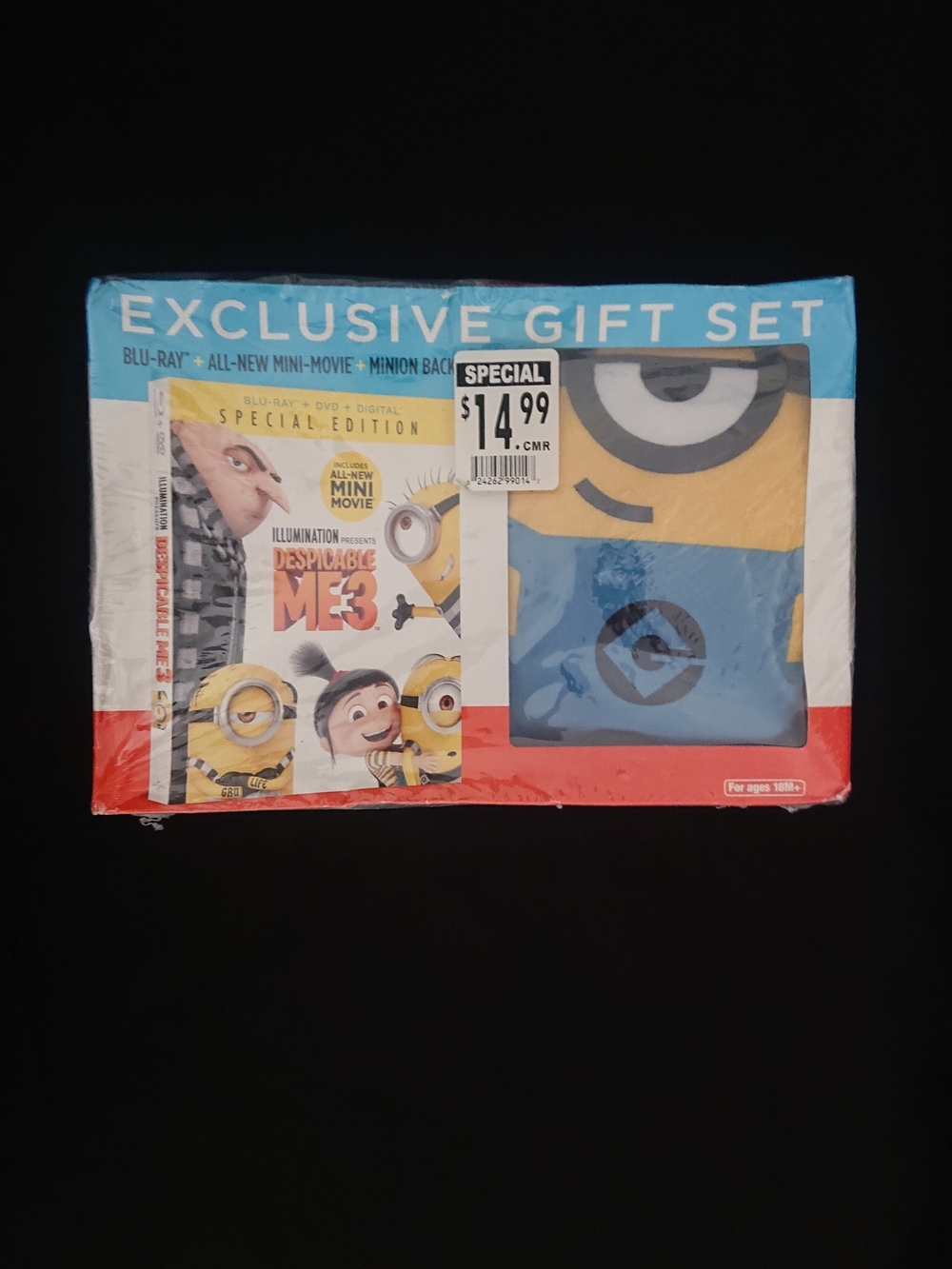 Despicable Me 3 Minions - Exclusive DVD Blu-Ray Gift Set with Minion Back Pack